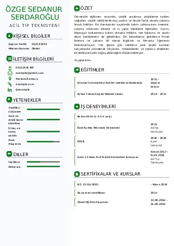 Acil Tıp Teknisyeni CV Örnekleri cv indir